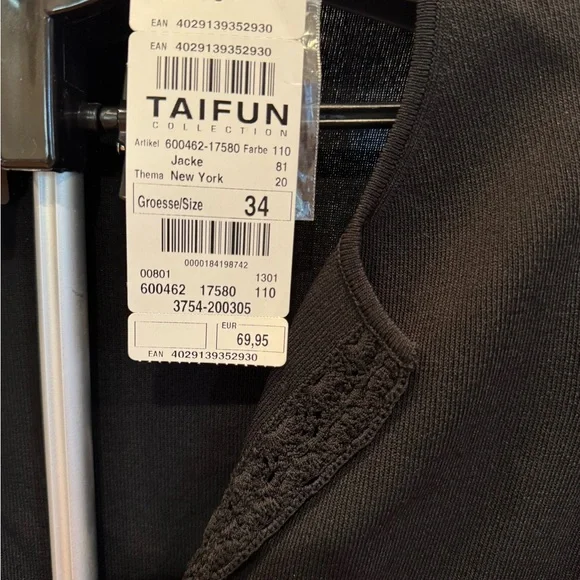 Black Women's Cardigan with lace trim - Picture 3 of 9